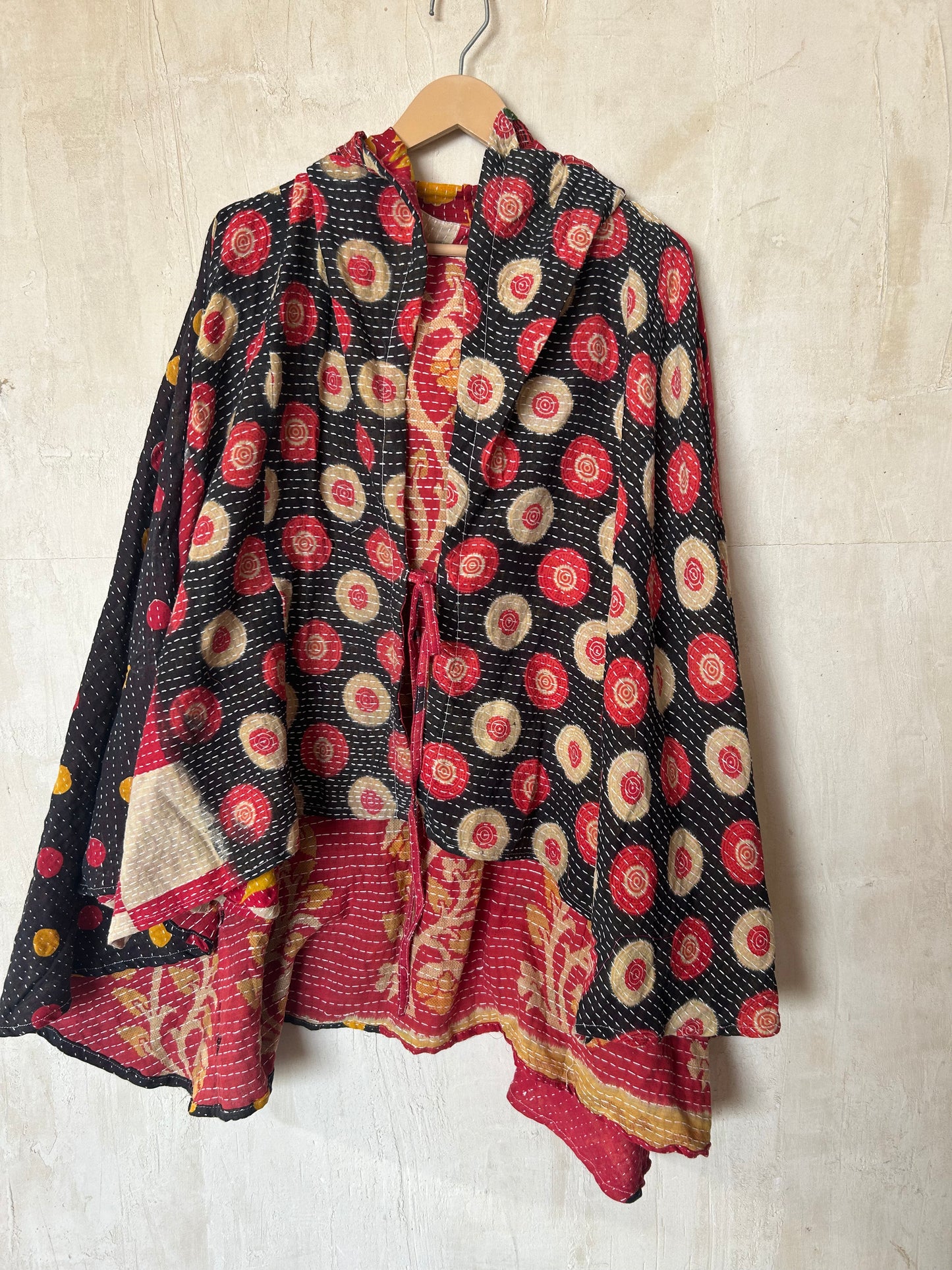 Kantha Hood Poncho KHDK 363