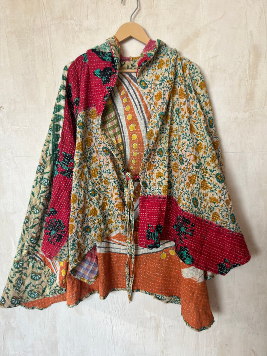 Kantha Hood Poncho KHDK 365