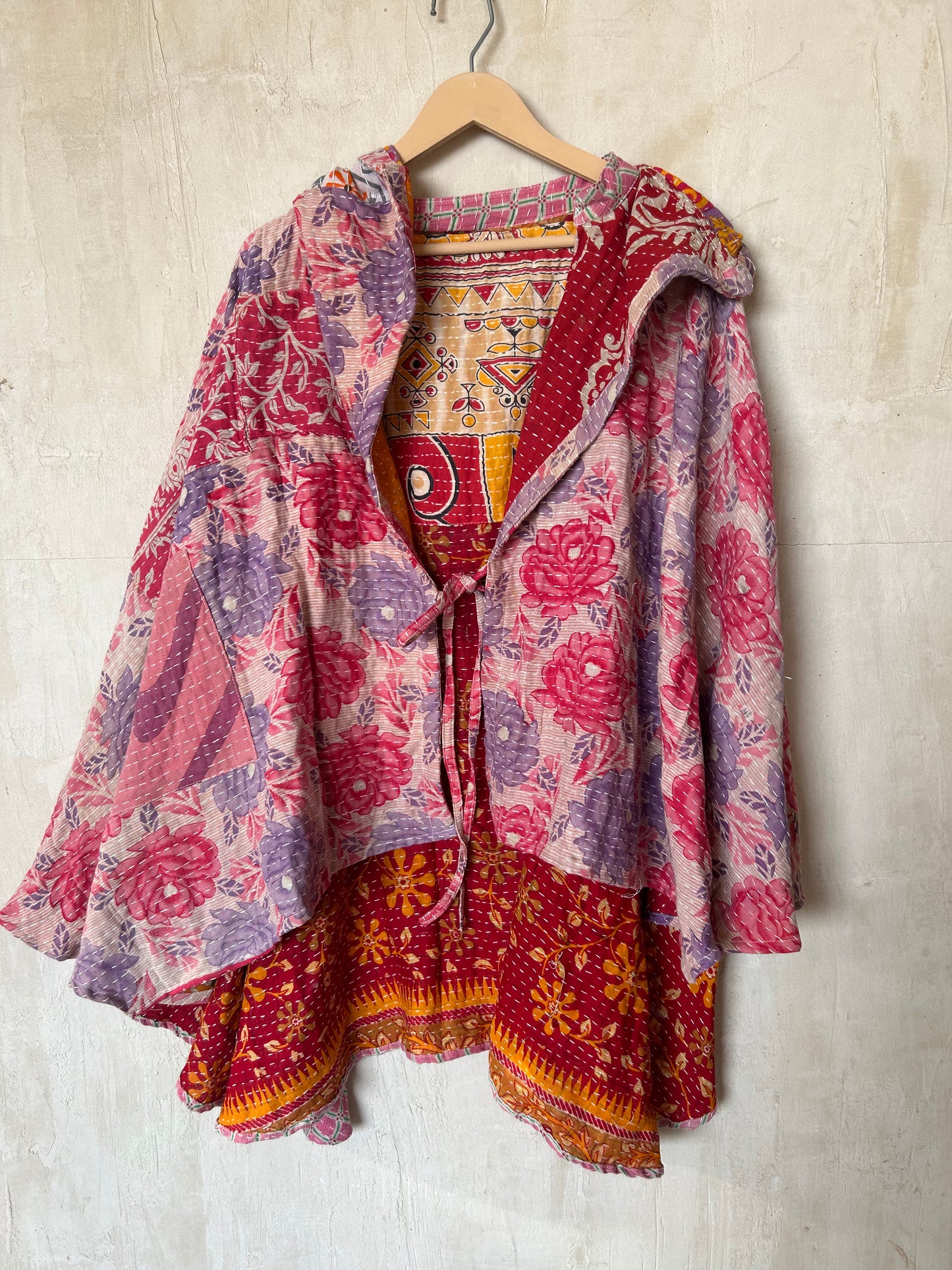 Kantha Hood Poncho KHDK 366