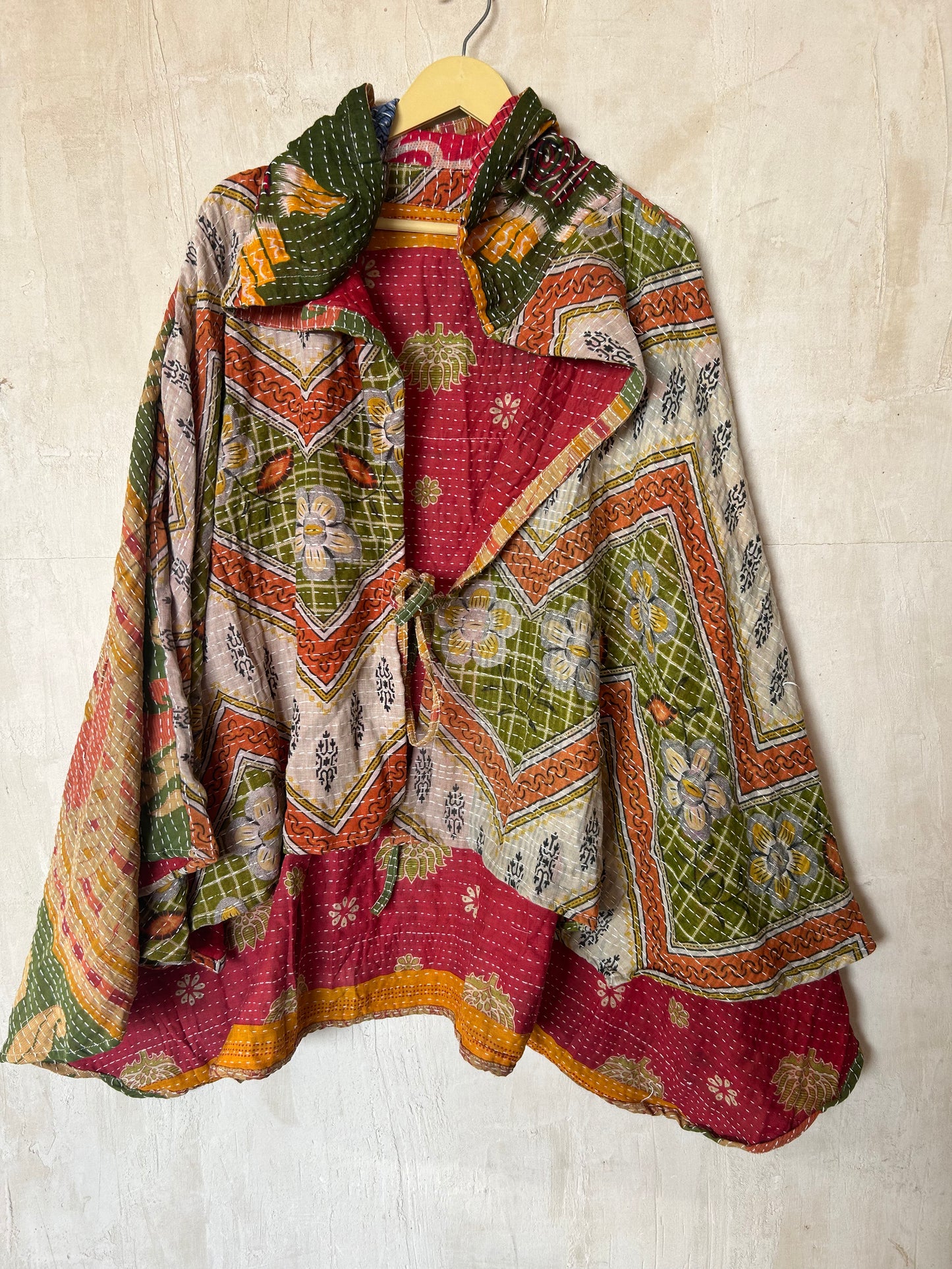 Kantha Hood Poncho KHDK 367