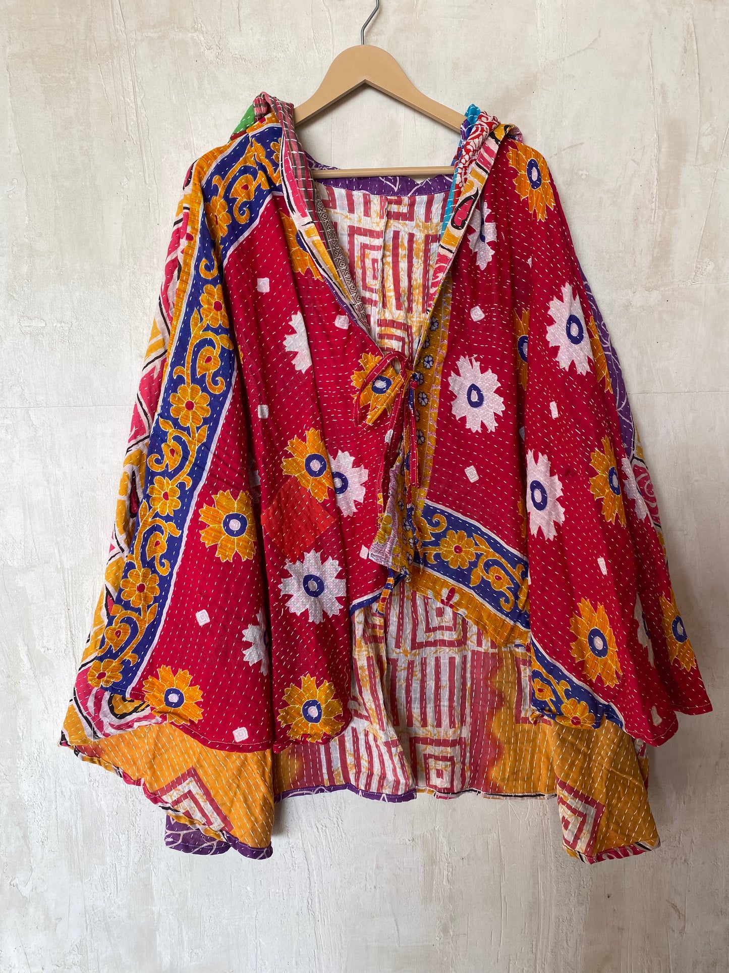 Kantha Hood Poncho KHDK 37