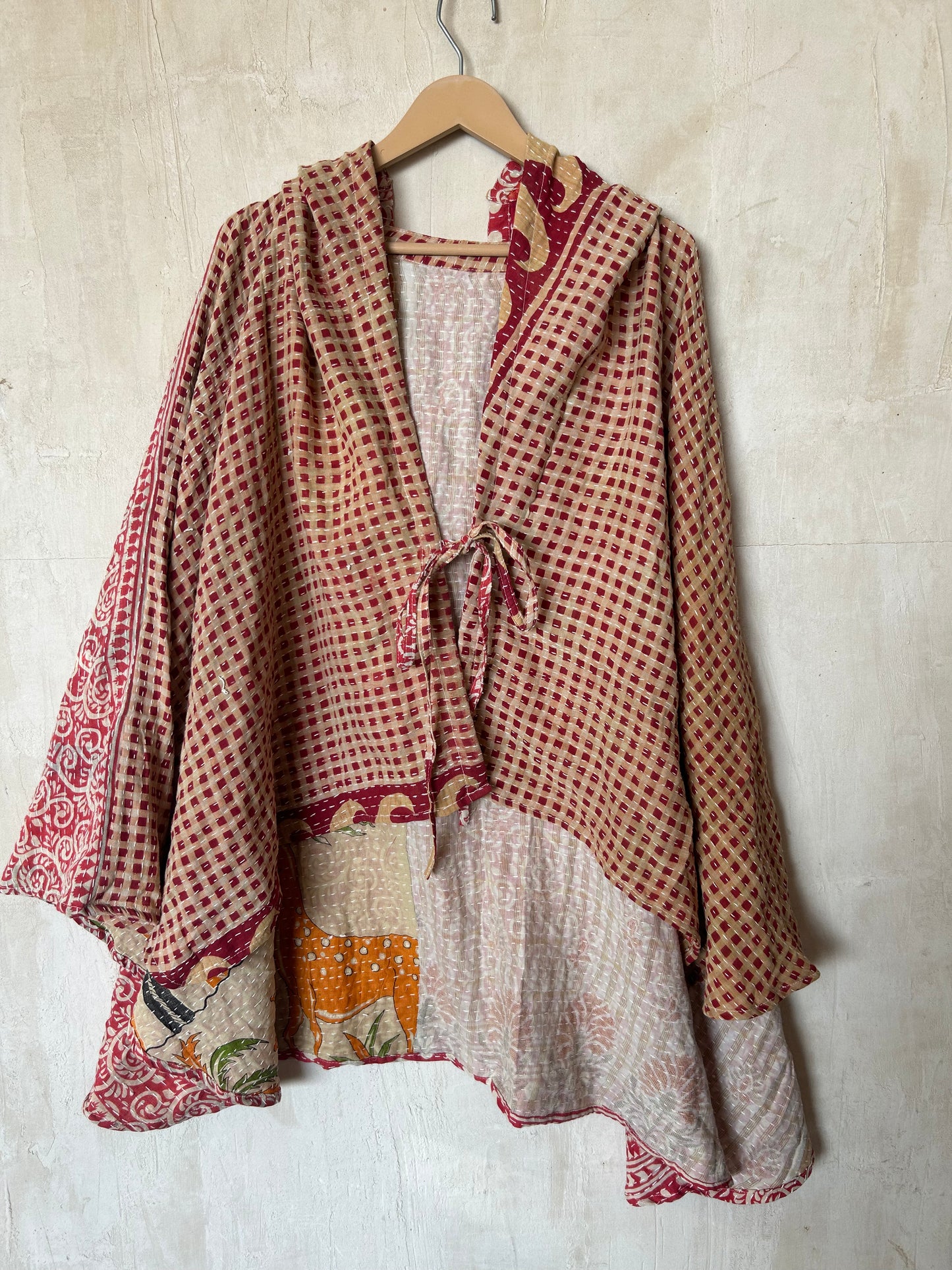 Kantha Hood Poncho KHDK 370