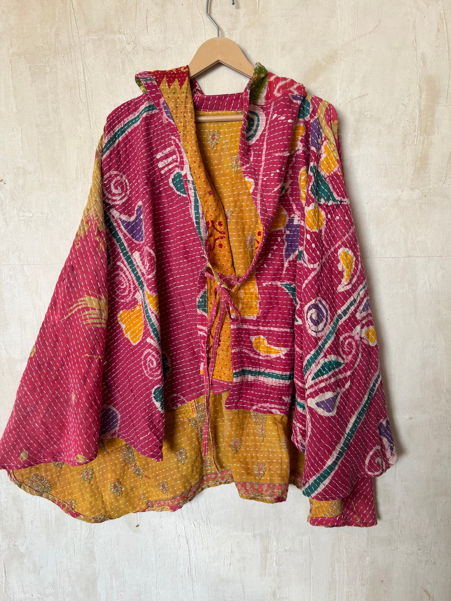 Kantha Hood Poncho KHDK 372