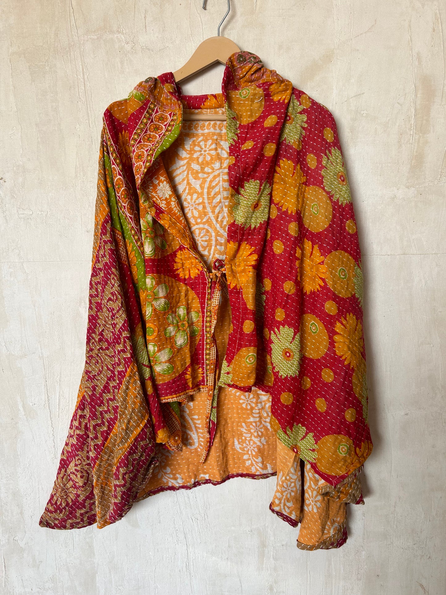 Kantha Hood Poncho KHDK 374