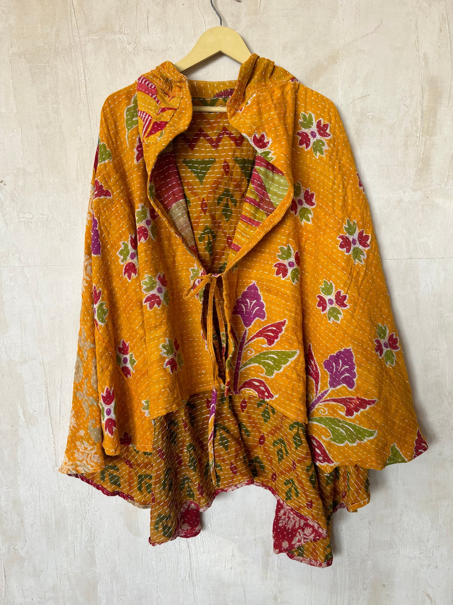 Kantha Hood Poncho KHDK 375