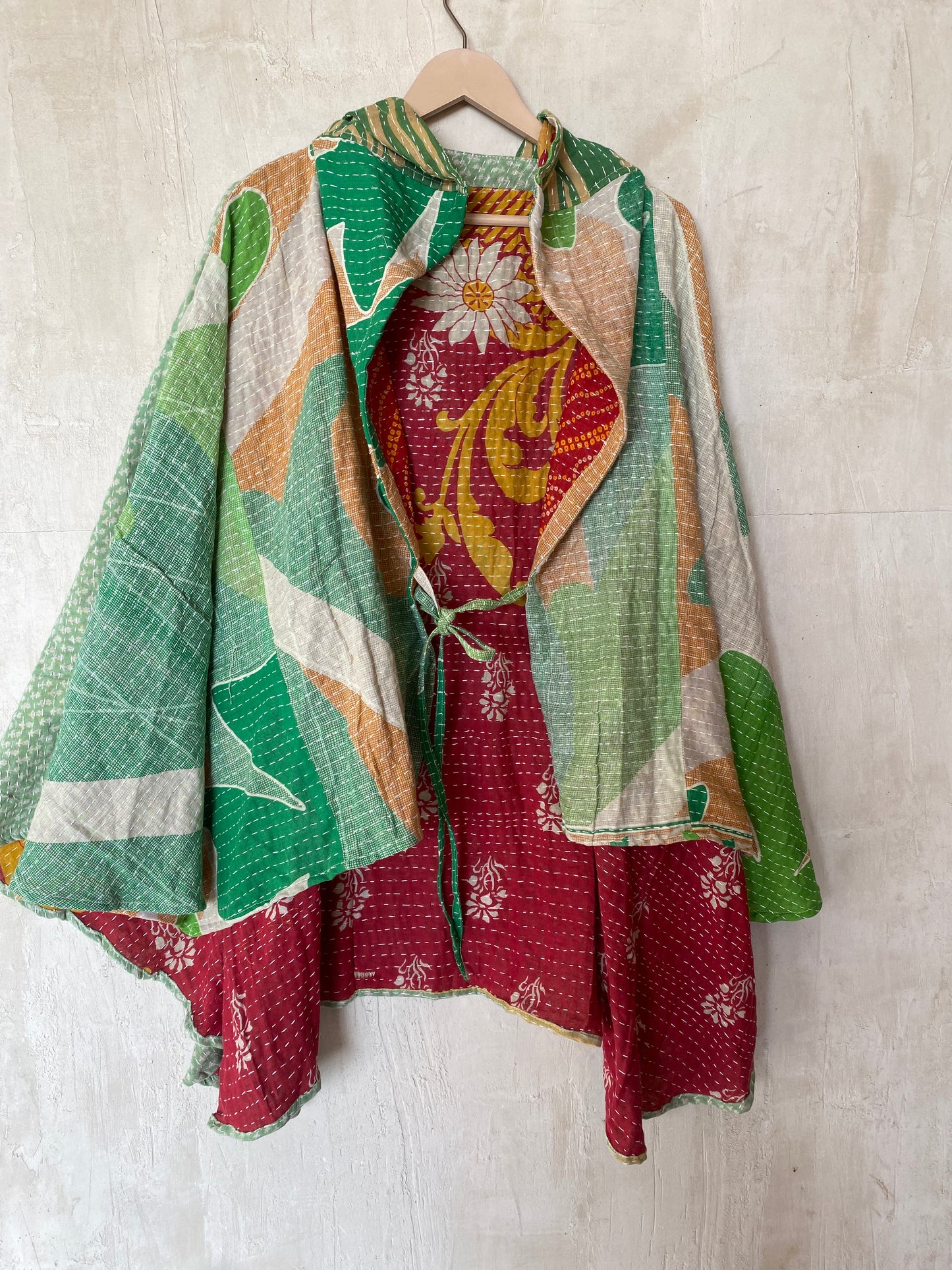 Kantha Hood Poncho KHDK 38