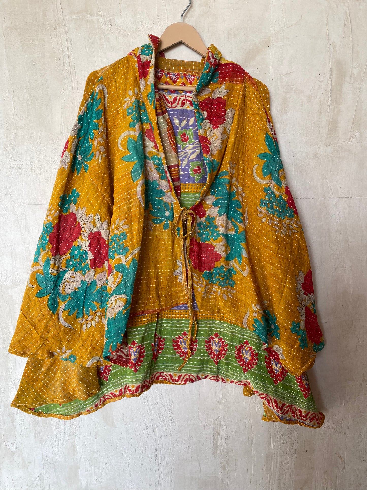 Kantha Hood Poncho KHDK 39