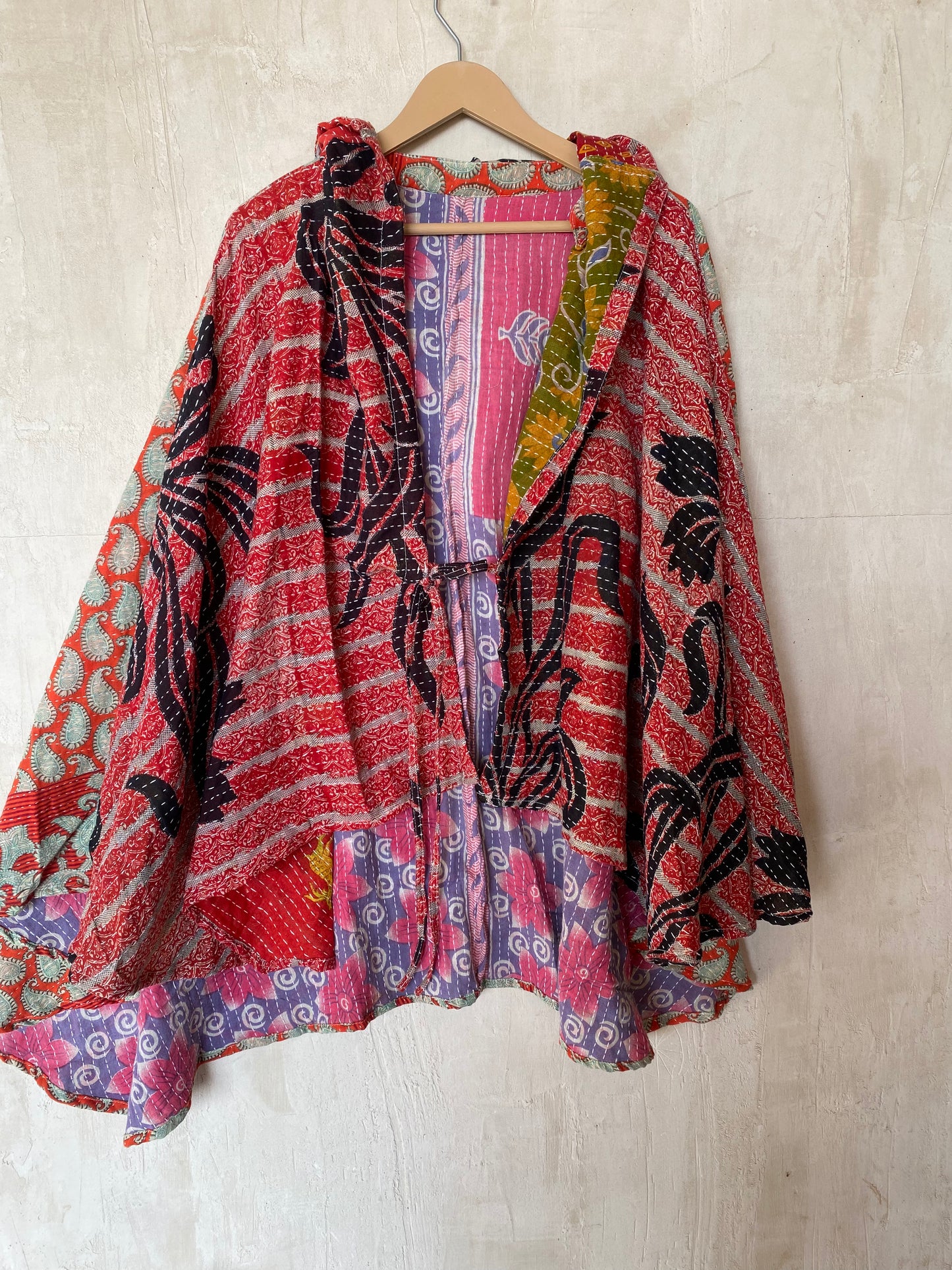 Kantha Hood Poncho KHDK 04