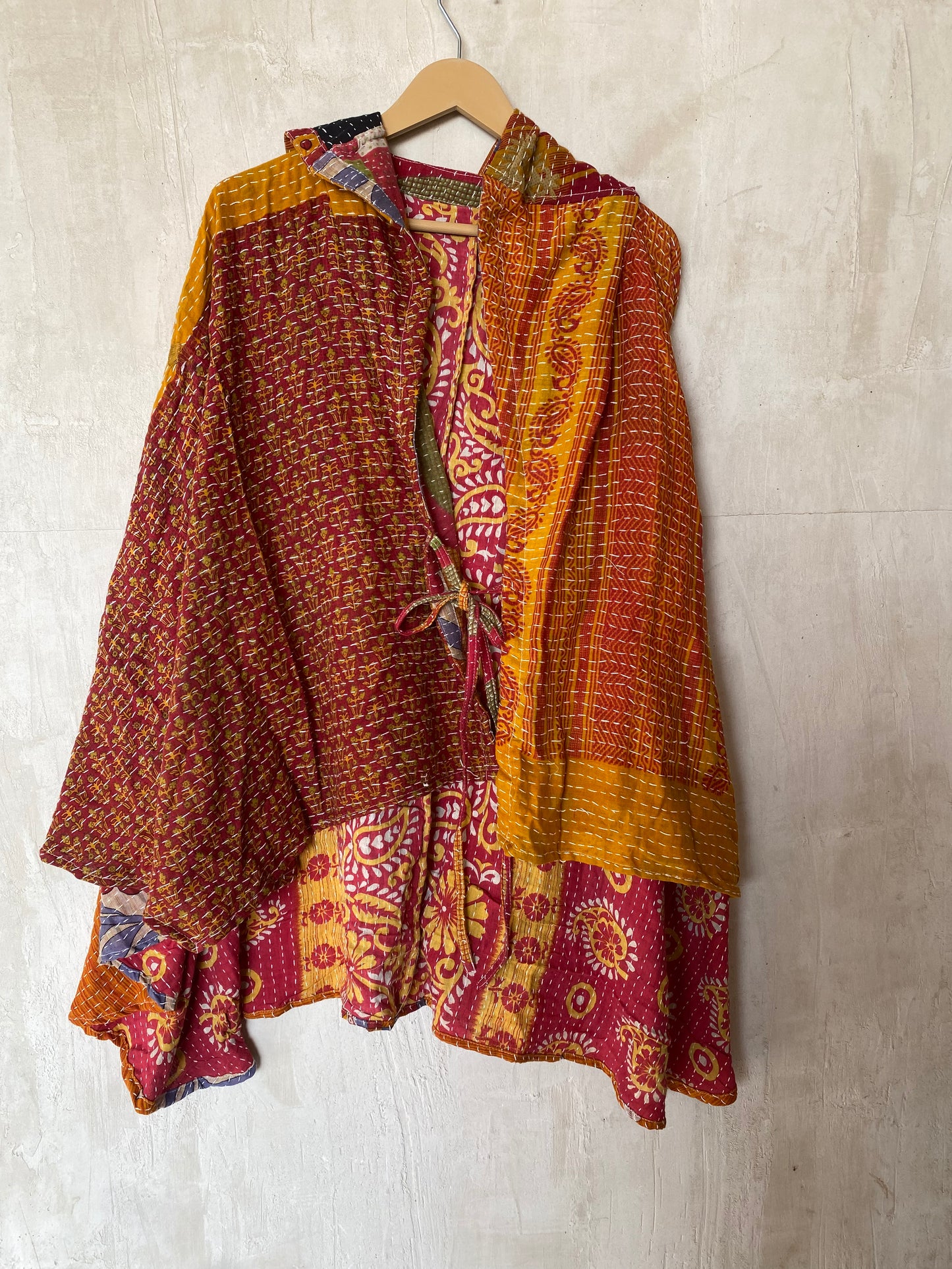 Kantha Hood Poncho KHDK 40