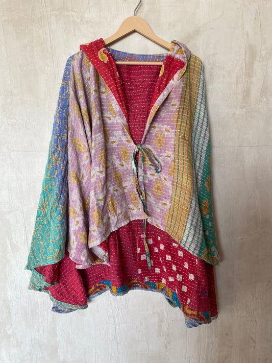 Kantha Hood Poncho KHDK 41