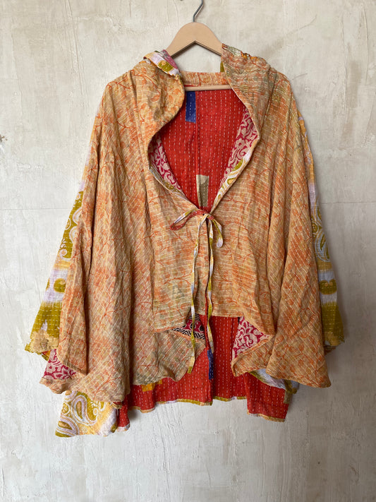 Kantha Hood Poncho KHDK 44