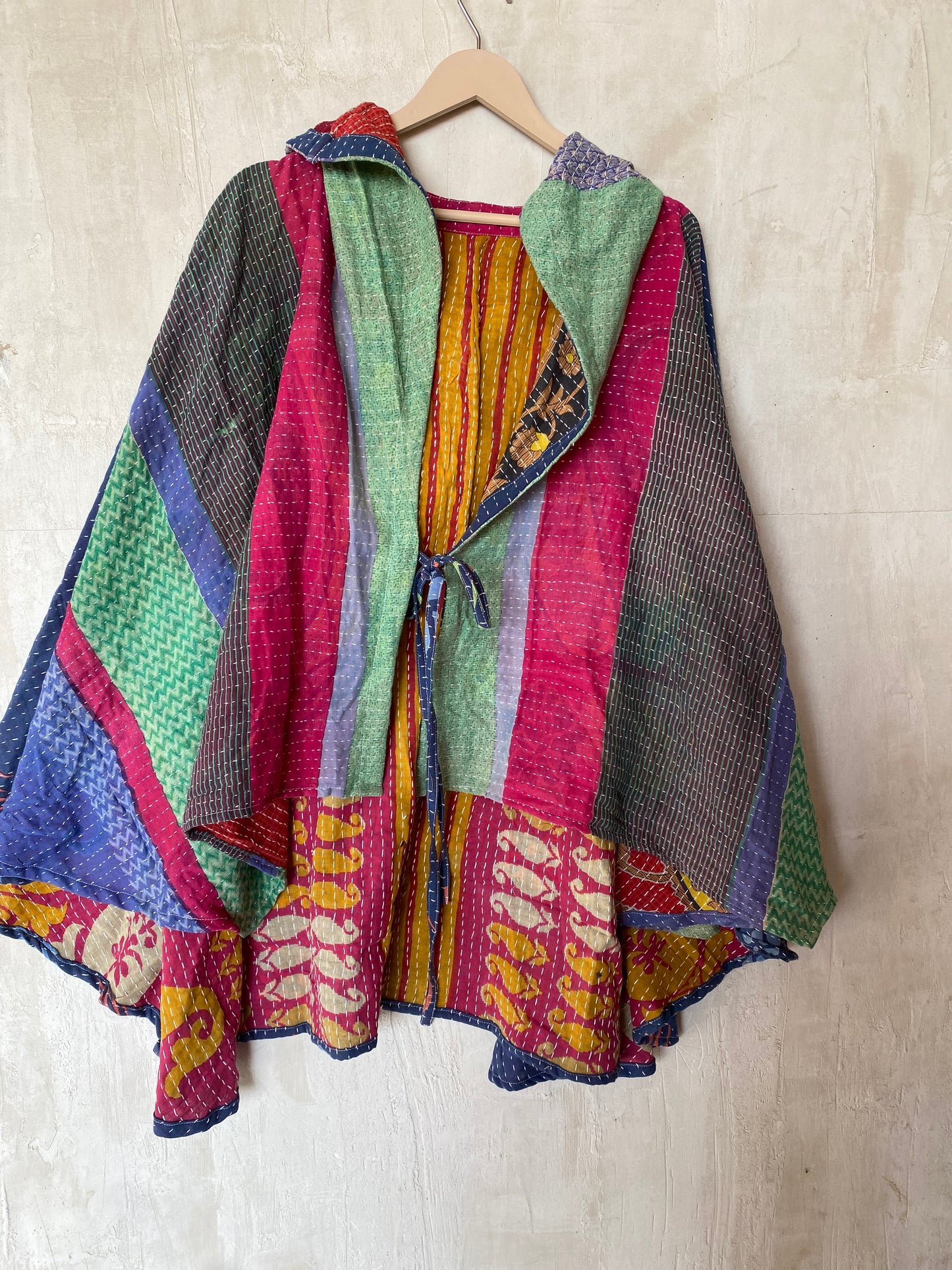 Kantha Hood Poncho KHDK 46