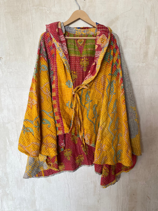 Kantha Hood Poncho KHDK 47