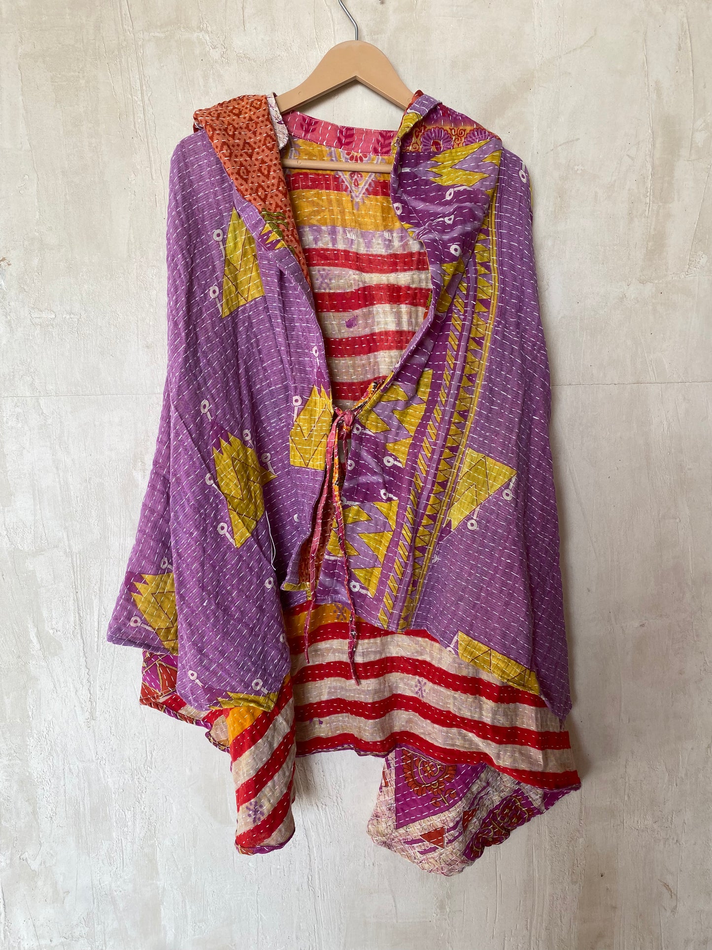 Kantha Hood Poncho KHDK 49