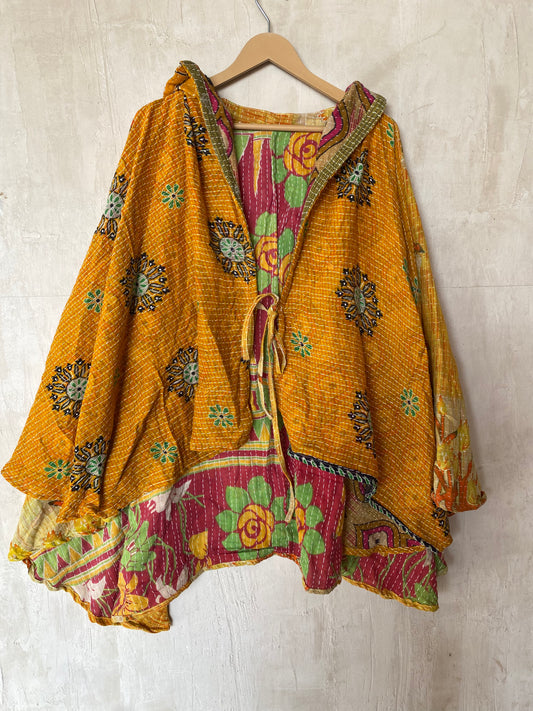 Kantha Hood Poncho KHDK 50