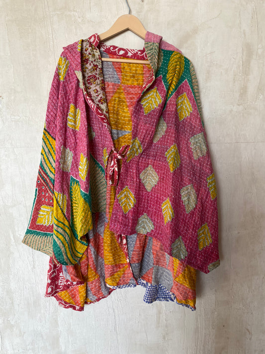 Kantha Hood Poncho KHDK 52