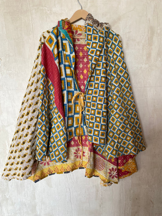 Kantha Hood Poncho KHDK 54