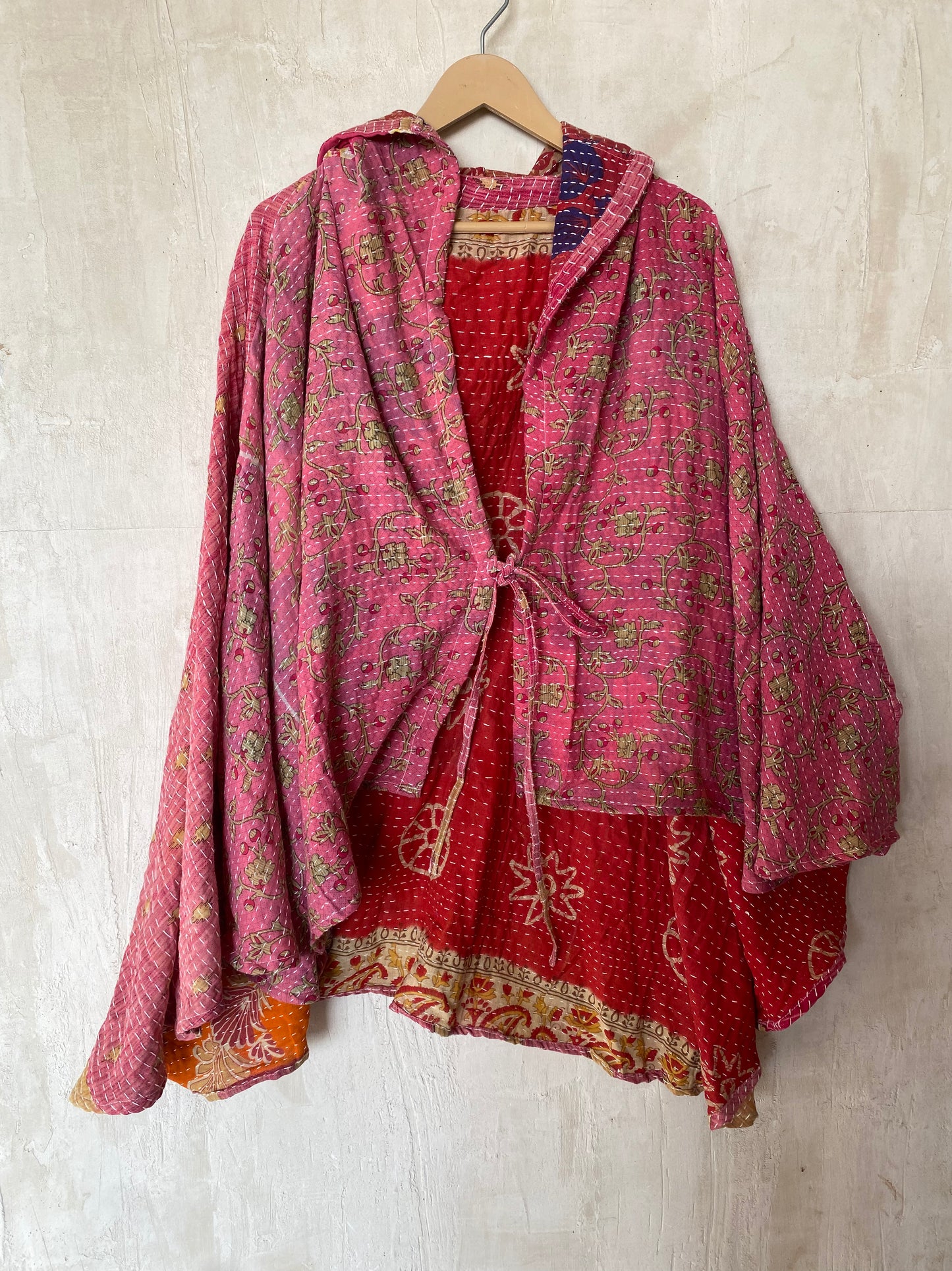 Kantha Hood Poncho KHDK 56