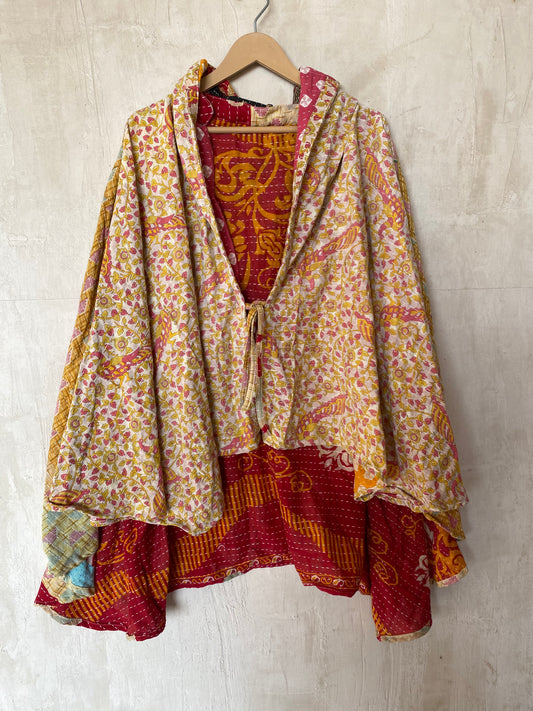 Kantha Hood Poncho KHDK 06