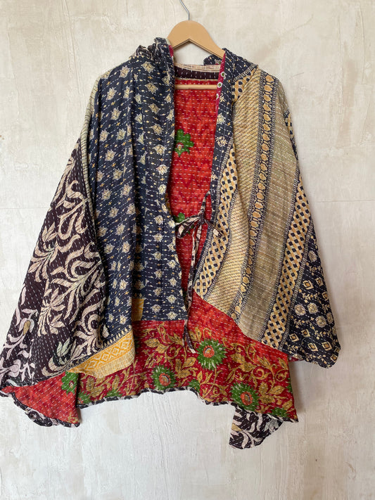 Kantha Hood Poncho KHDK 62