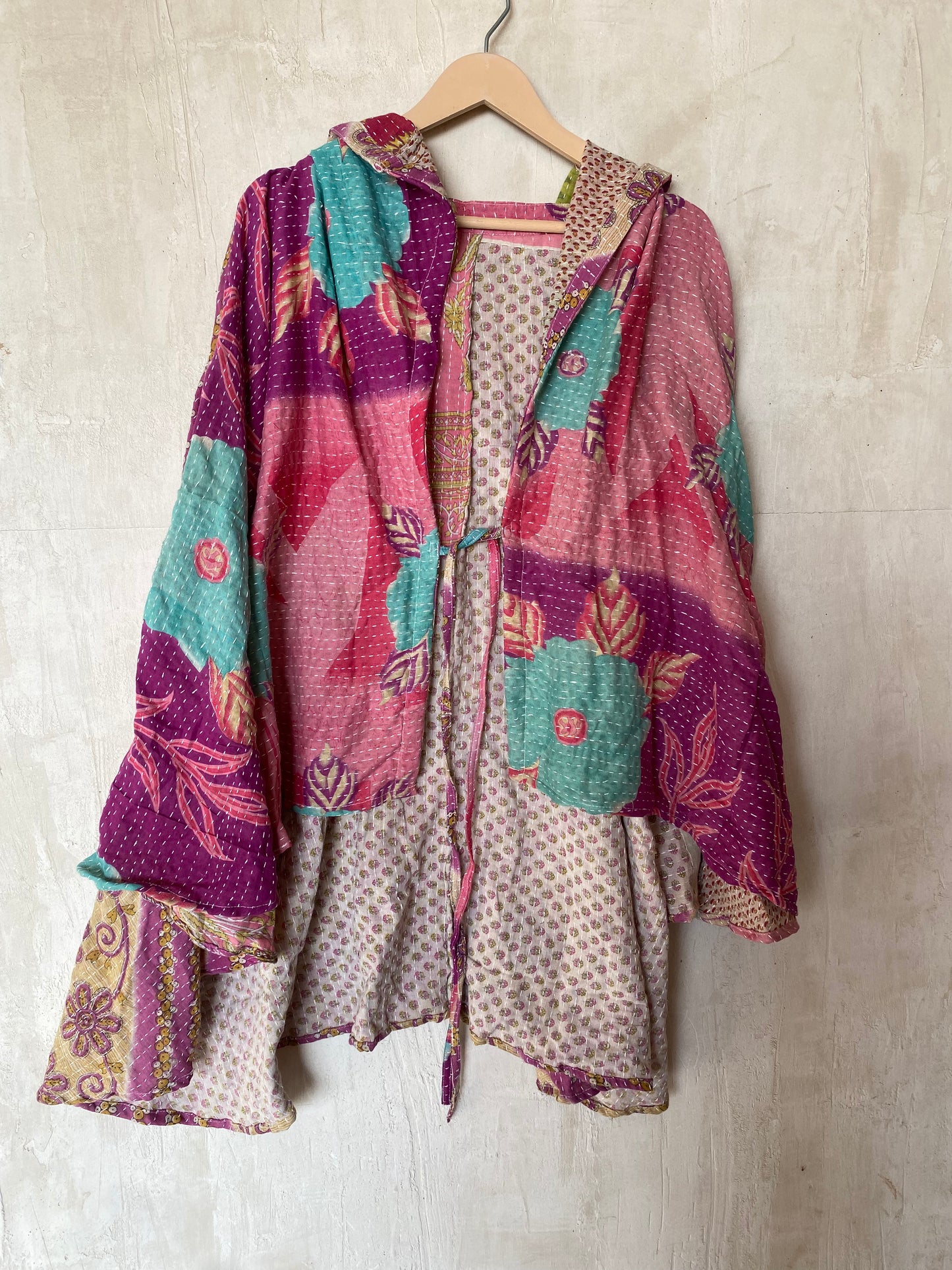 Kantha Hood Poncho KHDK 64