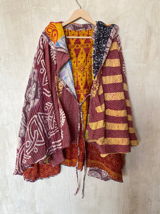 Kantha Hood Poncho KHDK 66