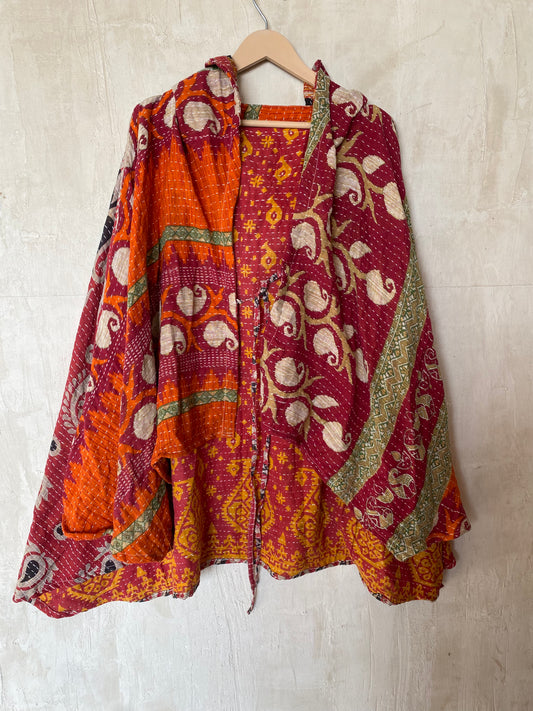 Kantha Hood Poncho KHDK 68