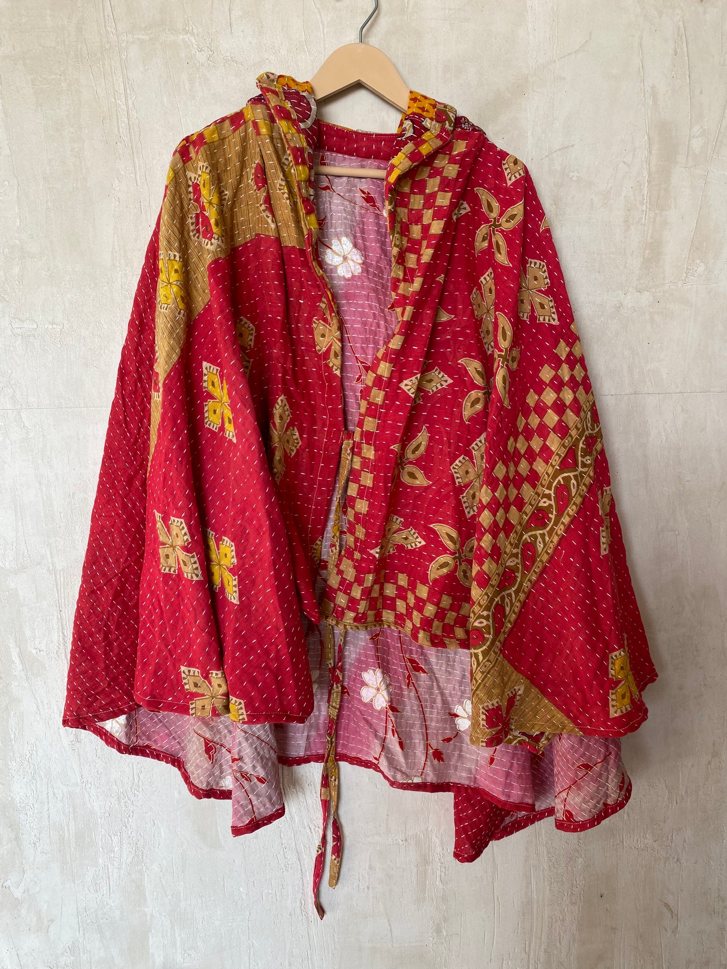 Kantha Hood Poncho KHDK 07