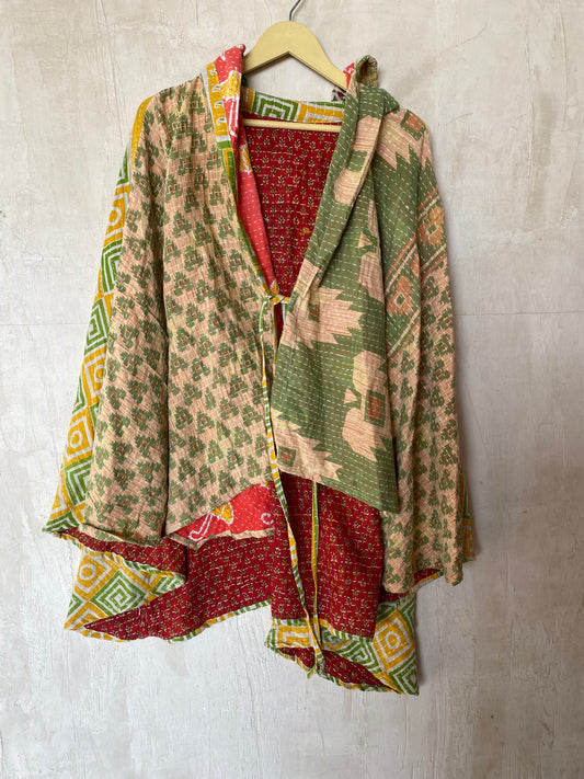 Kantha Hood Poncho KHDK 75