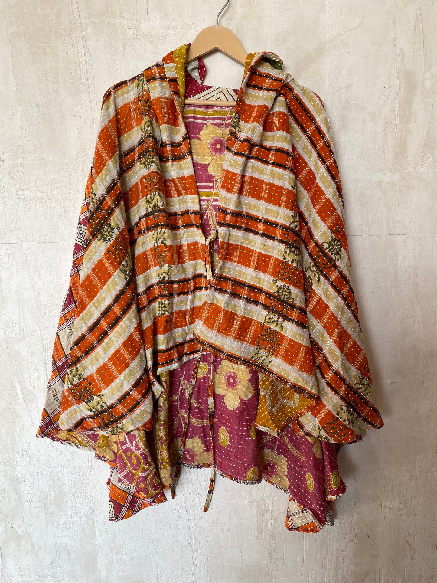 Kantha Hood Poncho KHDK 76