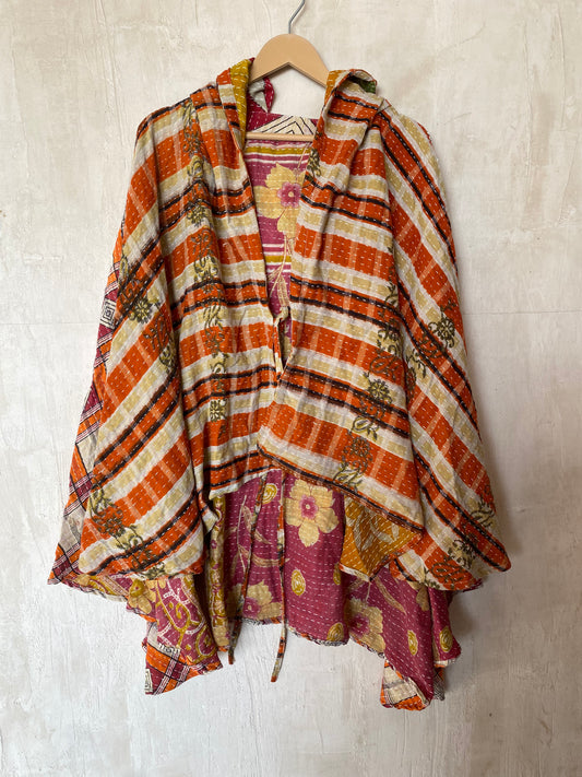 Kantha Hood Poncho KHDK 76