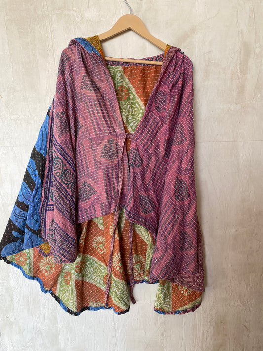 Kantha Hood Poncho KHDK 77