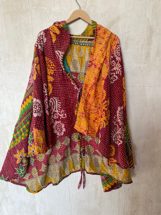 Kantha Hood Poncho KHDK 78