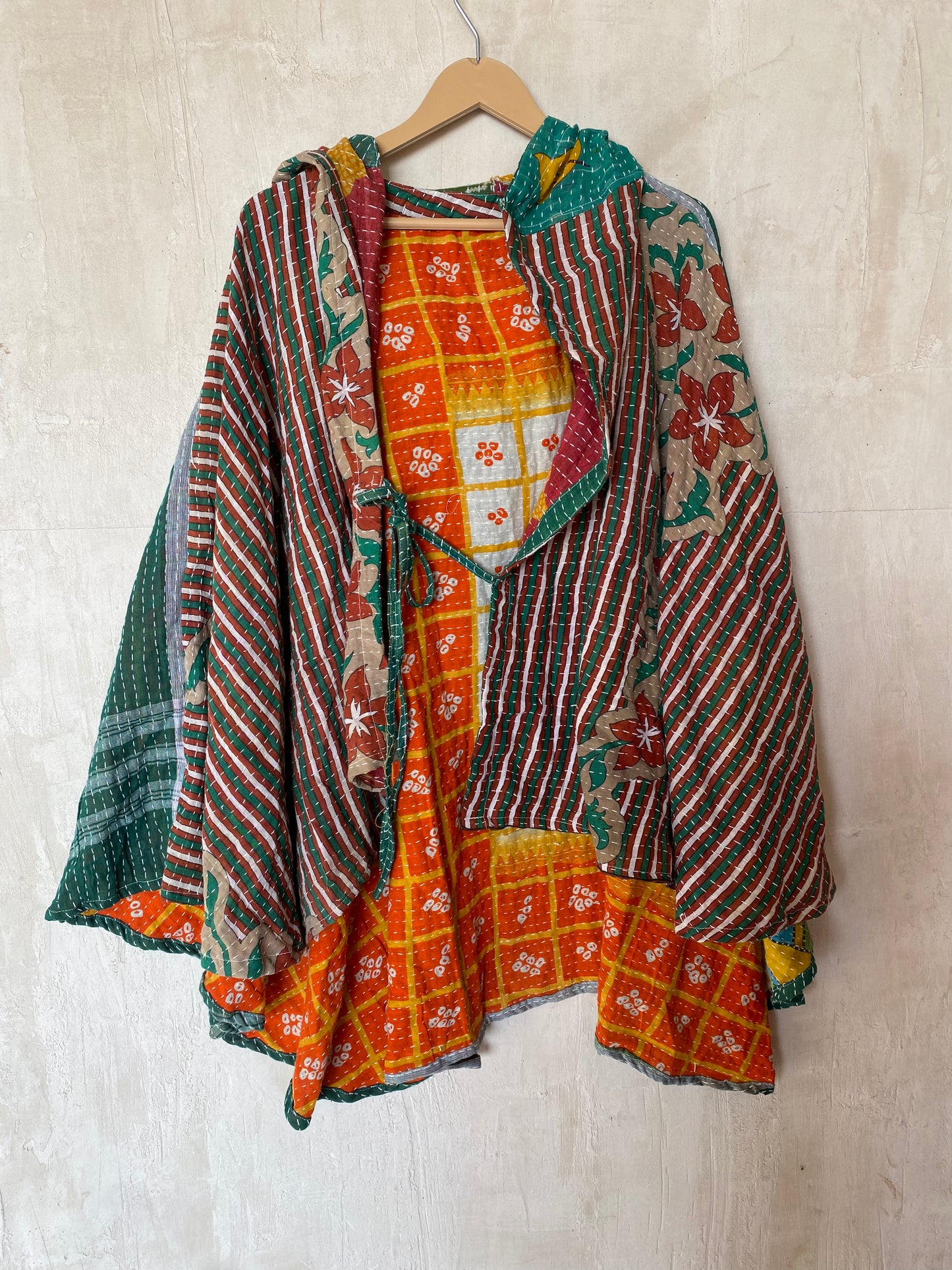 Kantha Hood Poncho KHDK 79