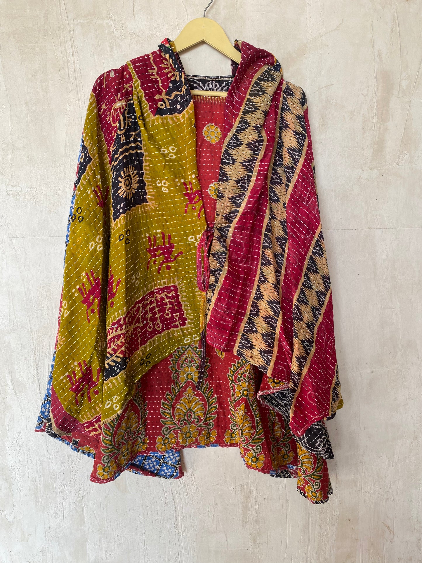 Kantha Hood Poncho KHDK 08