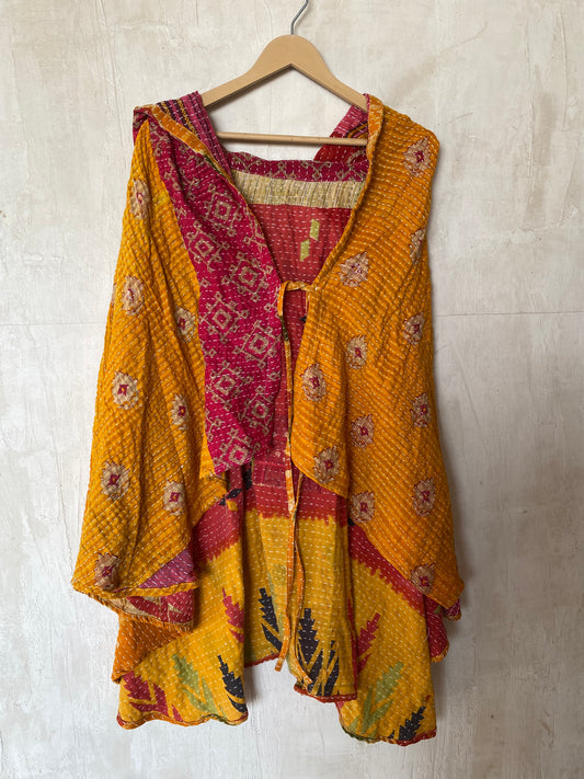 Kantha Hood Poncho KHDK 80