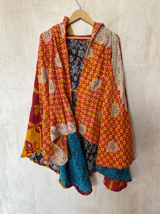 Kantha Hood Poncho KHDK 83