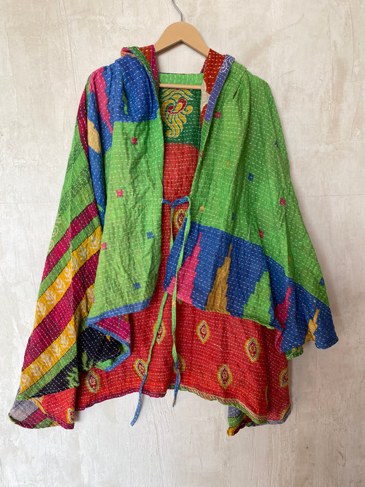 Kantha Hood Poncho KHDK 84