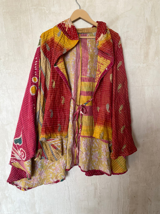 Kantha Hood Poncho KHDK 86