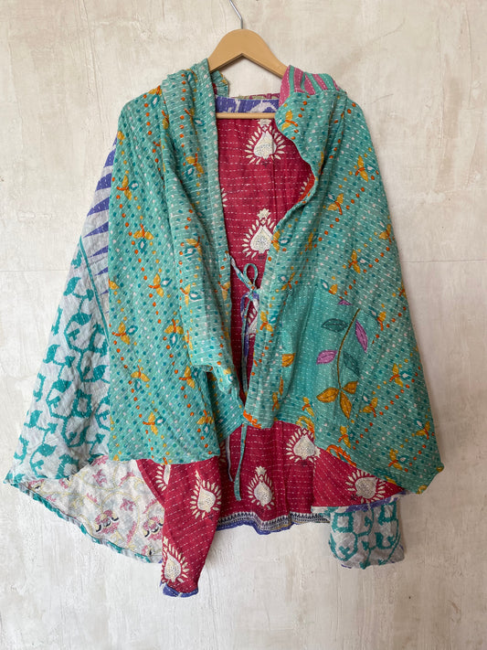 Kantha Hood Poncho KHDK 88