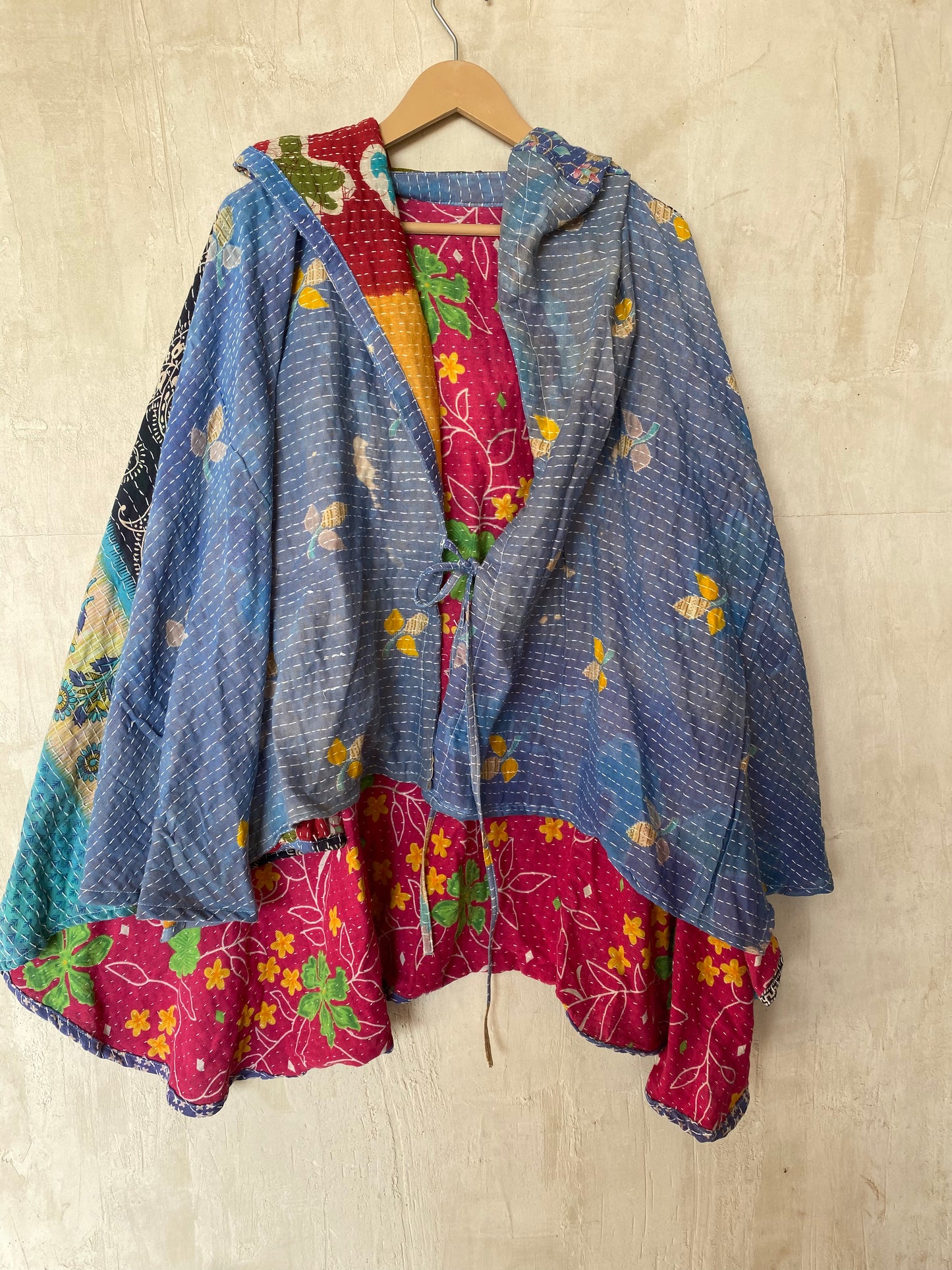 Kantha Hood Poncho KHDK 09