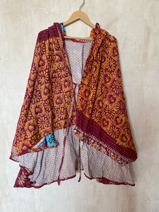 Kantha Hood Poncho KHDK 91