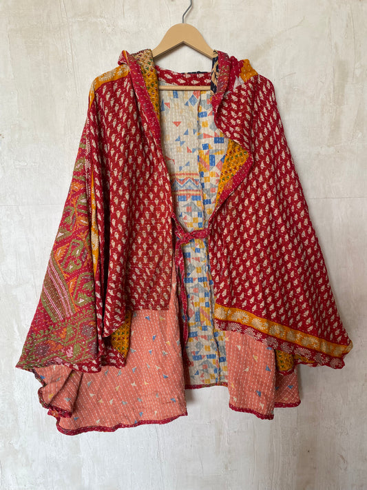 Kantha Hood Poncho KHDK 93