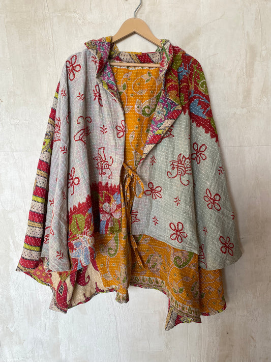 Kantha Hood Poncho KHDK 95