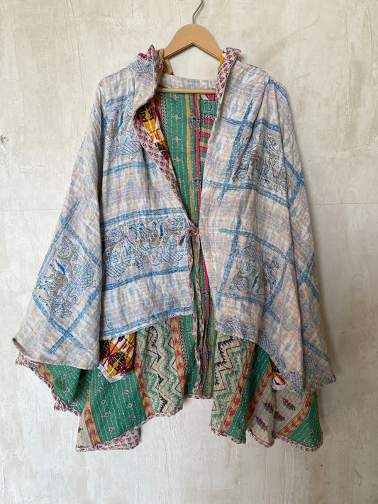 Kantha Hood Poncho KHDK 96