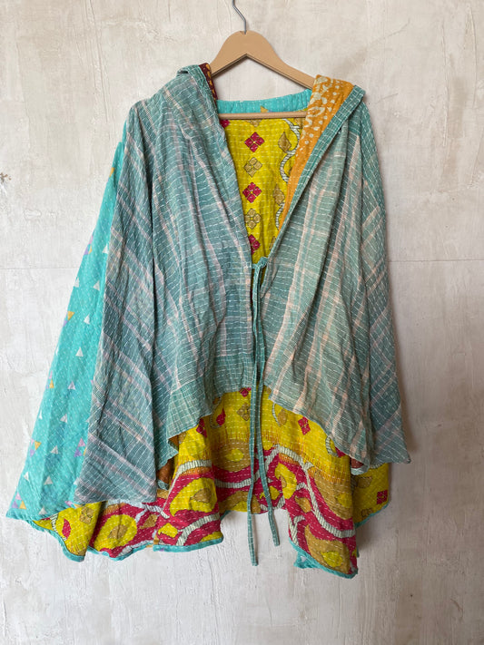 Kantha Hood Poncho KHDK 97