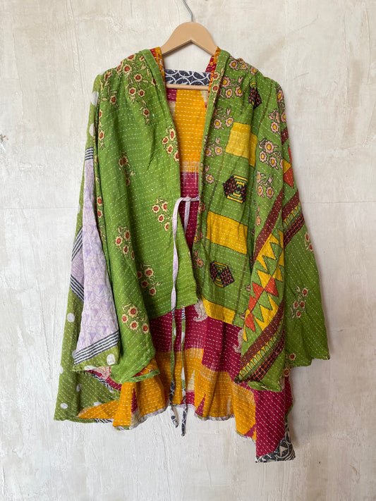 Kantha Hood Poncho KHDK 98