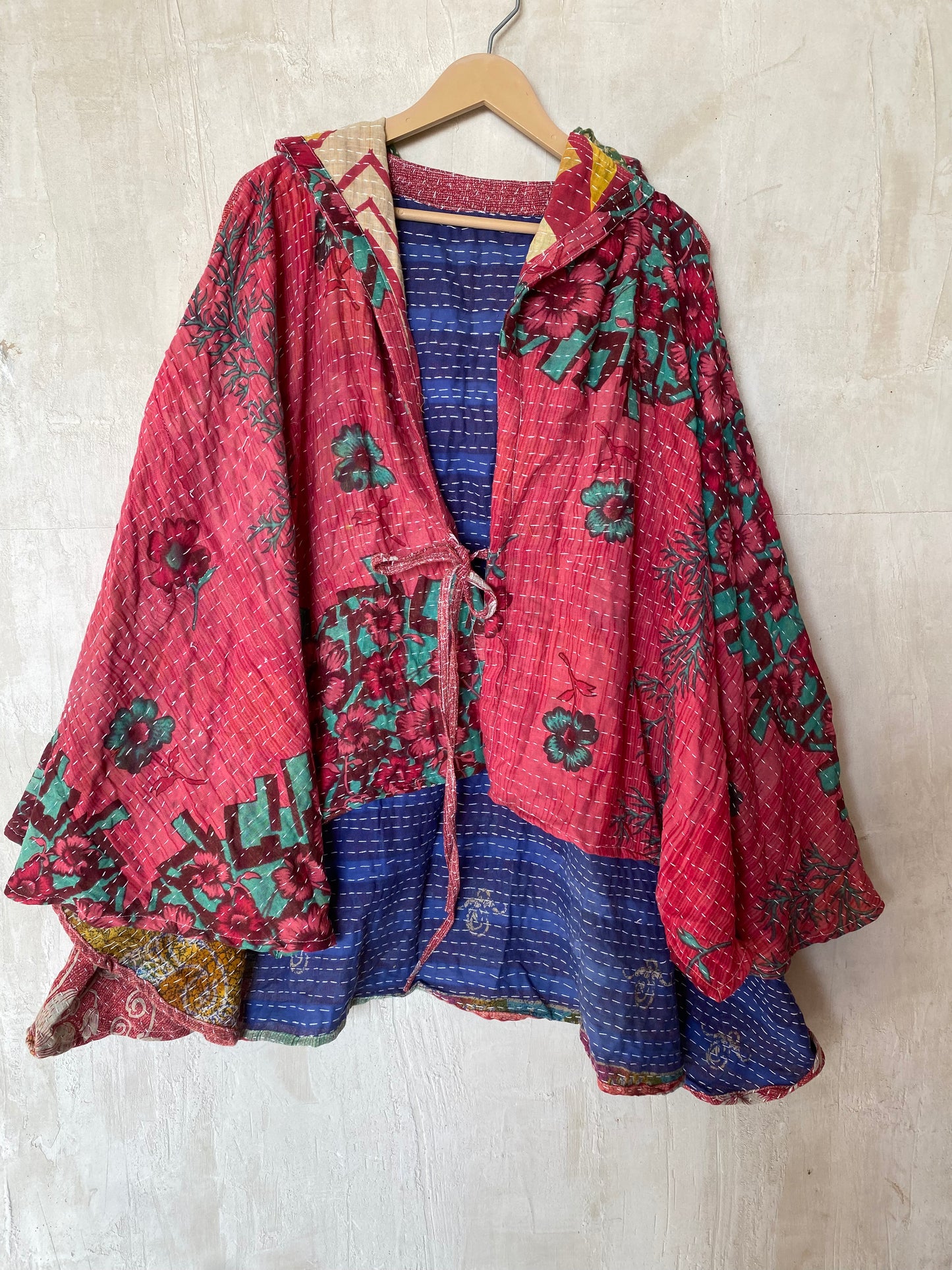 Kantha Hood Poncho KHDK 99